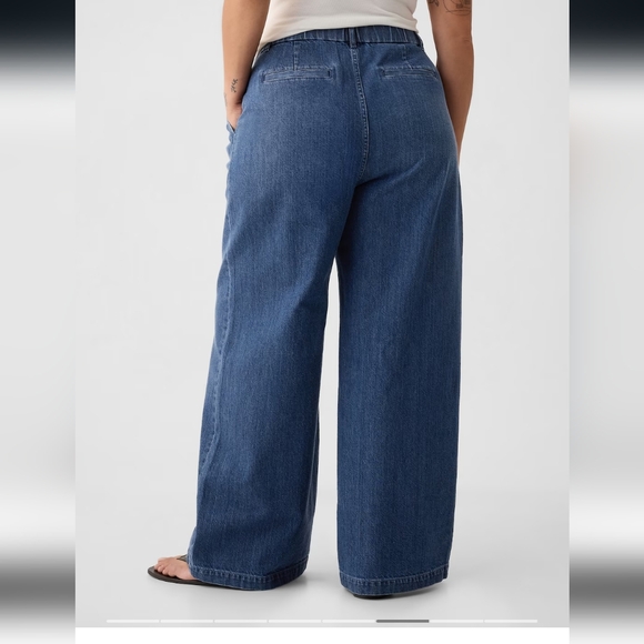Gap 365 high rise trouser wide leg paper bag jeans light denim 20 - Picture 4 of 4